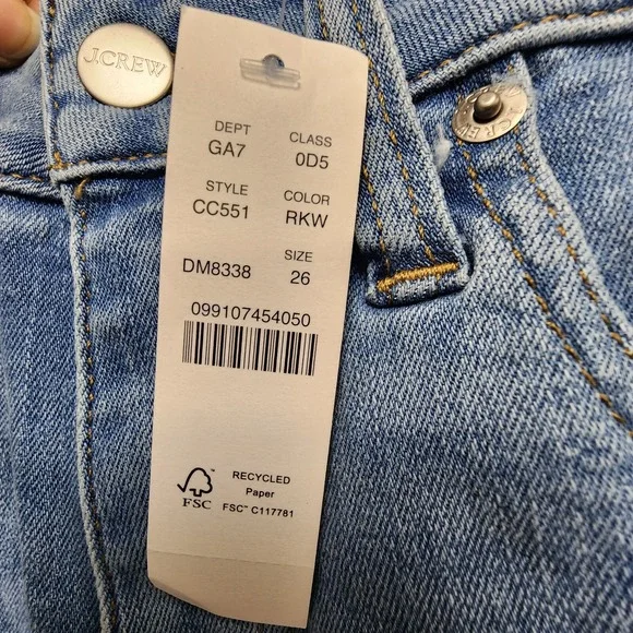 J Crew Slim Straight Jean Curvy Super Stretch Womens 26 Light‎ Wash NEW w/ Tag - Picture 6 of 16